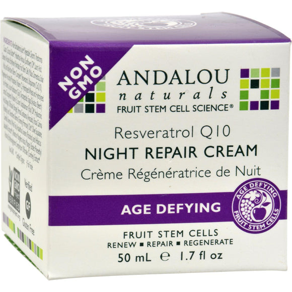 Andalou Naturals Resveratrol Q10 Night Repair Cream - 1.7 Fl Oz - Vita-Shoppe.com