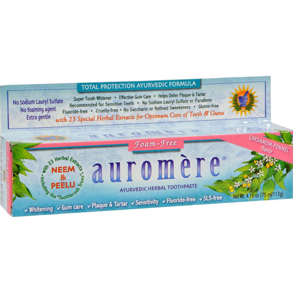 Auromere Herbal Toothpaste Cardamom-fennel - 4.16 Oz - Case Of 12 - Vita-Shoppe.com