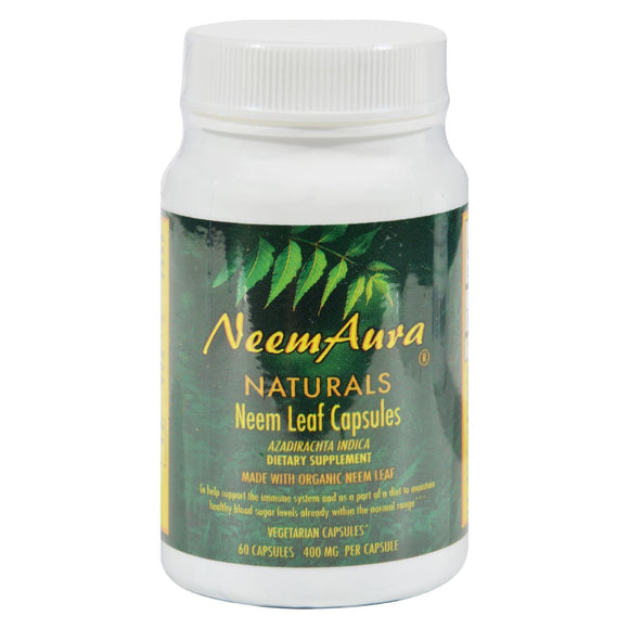 Neem Aura Organic Neem Leaf - 60 Vegetarian Capsules - Vita-Shoppe.com