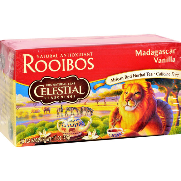 Celestial Seasonings Red Tea Caffeine Free Madagascar Vanilla - 20 Tea Bags - Case Of 6 - Vita-Shoppe.com