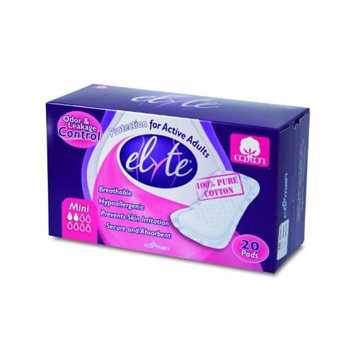 Elyte Light Cotton Incontinence Pads - Mini - 4 In X 8 In - 20 Pack - Vita-Shoppe.com
