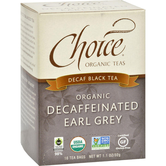 Choice Organic Teas Decaffeinated Earl Grey Tea - 16 Tea Bags - Case Of 6 - Vita-Shoppe.com