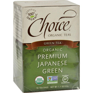 Choice Organic Teas Premium Japanese Green Tea - 16 Tea Bags - Case Of 6 - Vita-Shoppe.com