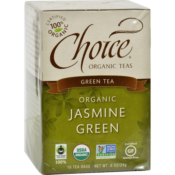 Choice Organic Teas Jasmine Green Tea - 16 Tea Bags - Case Of 6 - Vita-Shoppe.com