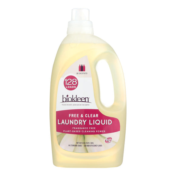 Biokleen Laundry Liquid - Free And Clear - 64 Oz - Vita-Shoppe.com