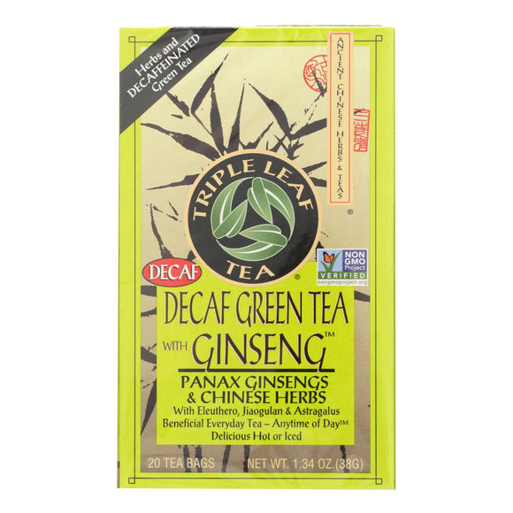 Triple Leaf Tea Green Tea With Ginseng - Decaffeinated - Case Of 6 - 20 Bags - Vita-Shoppe.com