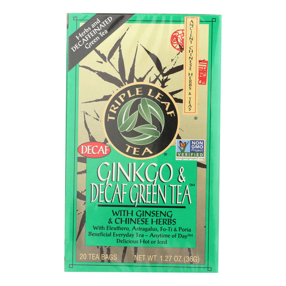 Triple Leaf Tea Ginkgo And Green Tea Decaffeinated - 20 Tea Bags - Case Of 6 - Vita-Shoppe.com