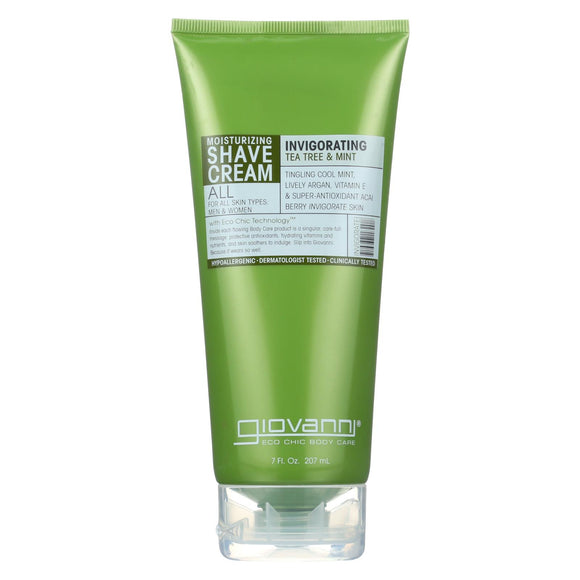 Giovanni Moisturizing Shave Cream All Skin Types Men And Women Refreshing Invigorating Tea Tree And Mint - 7 Fl Oz - Vita-Shoppe.com