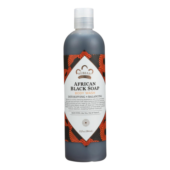 Nubian Heritage African Black Soap Body Wash And Scrub - 13 Fl Oz - Vita-Shoppe.com