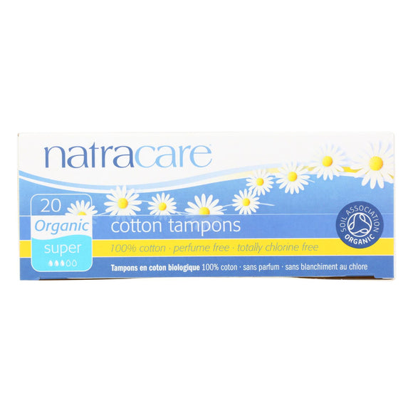 Natracare 100% Organic Cotton Tampons Super - 20 Tampons - Vita-Shoppe.com