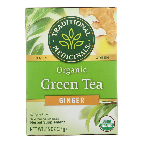 Traditional Medicinals Organic Green Tea Ginger - Case Of 6 - 16 Bags - Vita-Shoppe.com