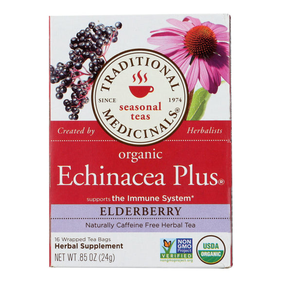 Traditional Medicinals Organic Echinacea Elder Tea -caffeine Free - Case Of 6 - 16 Bags - Vita-Shoppe.com