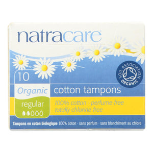Natracare 100% Organic Cotton Tampons - Regular - 10 Pack - Vita-Shoppe.com