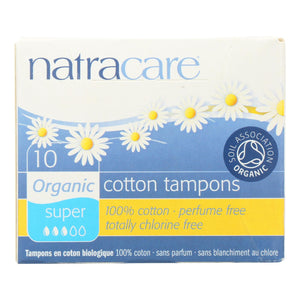 Natracare 100% Organic Cotton Tampons - Super - 10 Pack - Vita-Shoppe.com