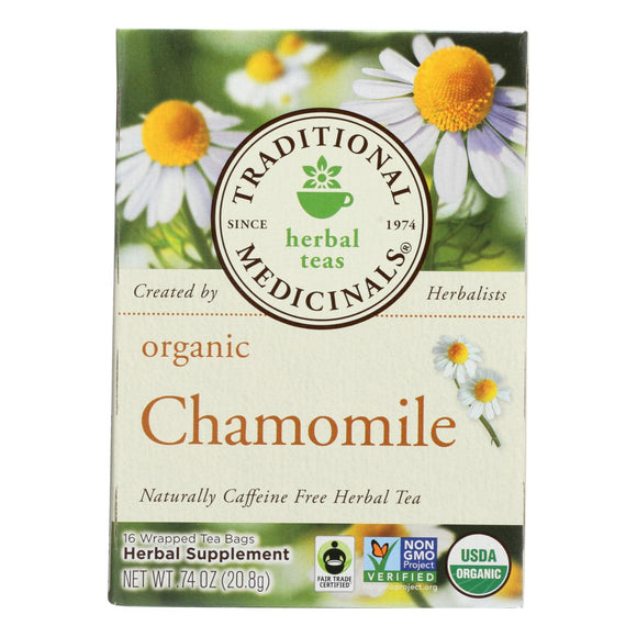Traditional Medicinals Organic Chamomile Herbal Tea - Caffeine Free - Case Of 6 - 16 Bags - Vita-Shoppe.com