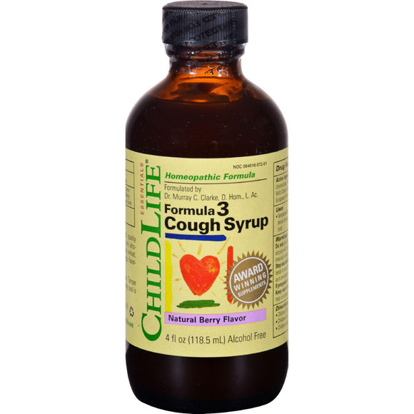 Childlife Formula 3 Cough Syrup Natural Berry - 4 Fl Oz - Vita-Shoppe.com