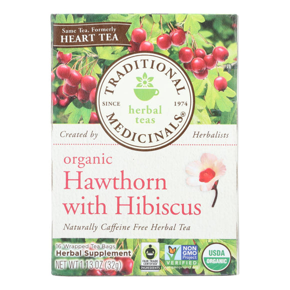 Traditional Medicinals Organic Heart Tea - Hawthorn With Hibiscus - Case Of 6 - 16 Bags - Vita-Shoppe.com