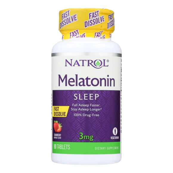 Natrol Melatonin Fast Dissolve Strawberry - 3 Mg - 90 Tablets - Vita-Shoppe.com
