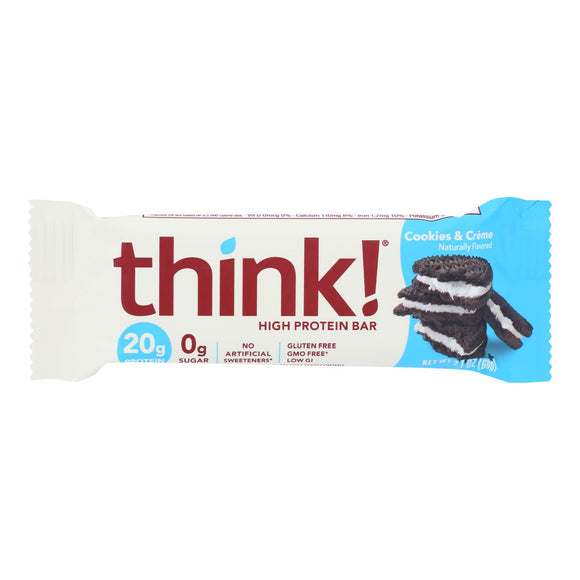Think Products Thinkthin High Protein Bar - Cookies And Creme - 2.1 Oz - Case Of 10 - Vita-Shoppe.com