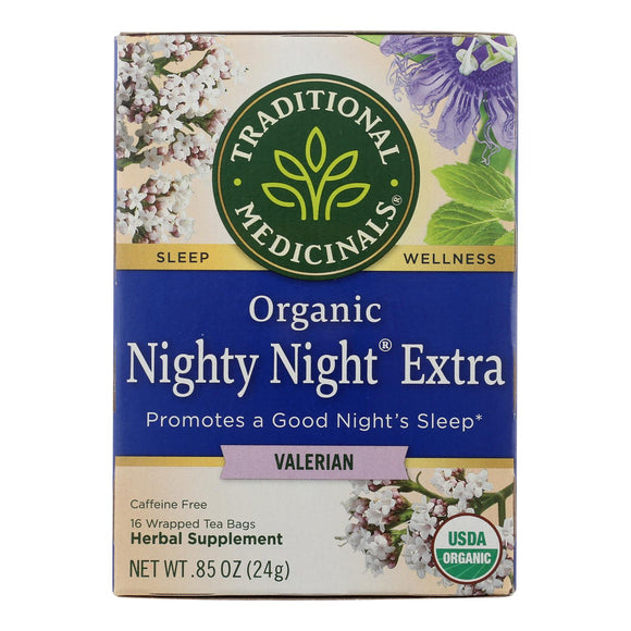 Traditional Medicinals Organic Herbal Tea - Nighty Night Valerian - Case Of 6 - 16 Bags - Vita-Shoppe.com