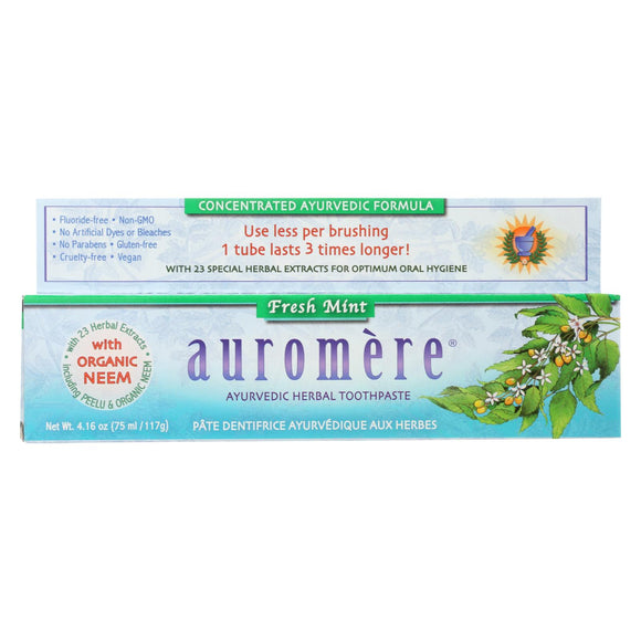 Auromere Toothpaste - Fresh Mint - Case Of 1 - 4.16 Oz. - Vita-Shoppe.com