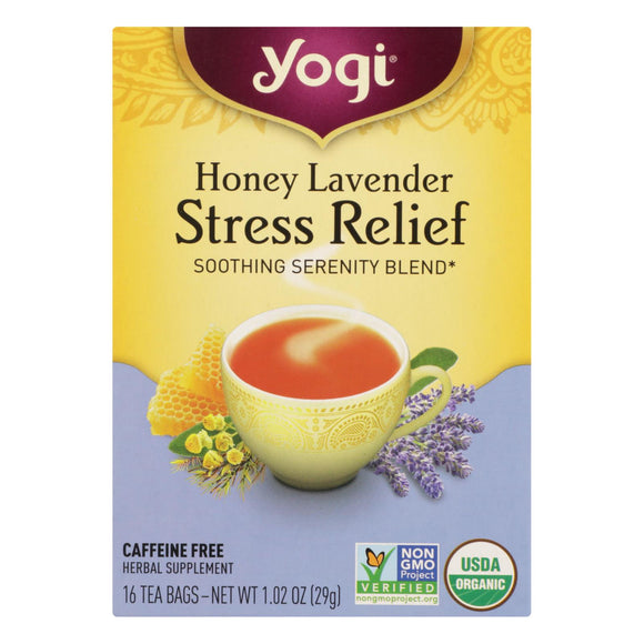 Yogi Stress Reliefherbal Tea Caffeine Free Honey Lavender - 16 Tea Bags - Case Of 6 - Vita-Shoppe.com