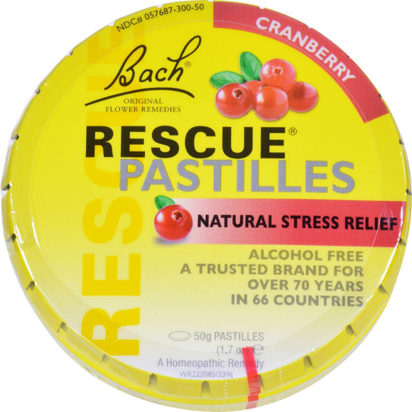 Bach Rescue Remedy Pastilles - Cranberry - 50 Grm - Case Of 12 - Vita-Shoppe.com