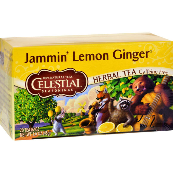 Celestial Seasonings Herbal Tea - Jammin' Lemon Ginger - Caffeine Free - Case Of 6 - 20 Bags - Vita-Shoppe.com