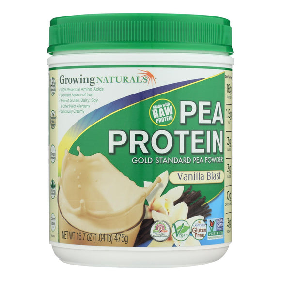 Growing Naturals Yellow Pea Protein - Vanilla Blast - 16 Oz - Vita-Shoppe.com