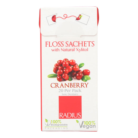 Radius - Floss Sachets With Natural Xylitol - Cranberry - Case Of 20 - Vita-Shoppe.com