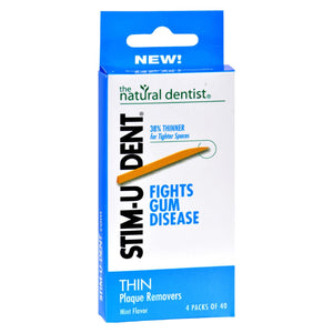 Natural Dentist Stim-u-dent Thin Plaque Removers Mint - Case Of 6 - 4 Packs - Vita-Shoppe.com