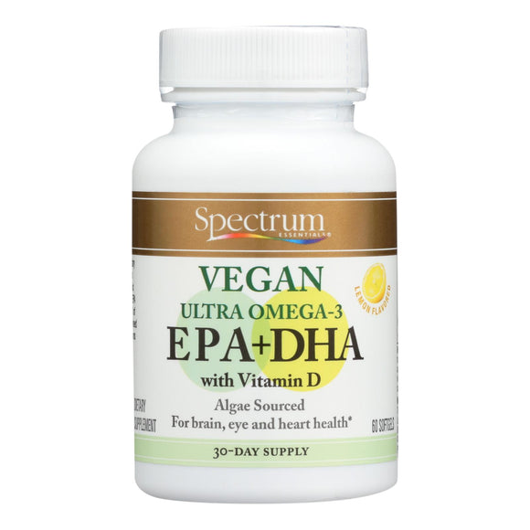 Spectrum Essentials Vegan Ultra Omega - 3 Epa And Dha Capsules - 60 Soft Gels - Vita-Shoppe.com
