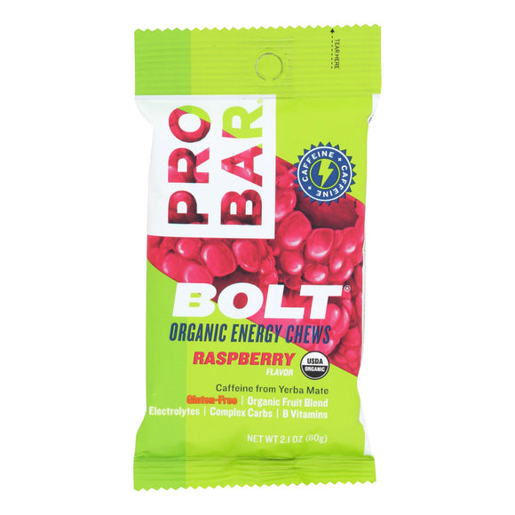 Probar Bolt Energy Chews - Organic Raspberry - 2.1 Oz - Case Of 12 - Vita-Shoppe.com