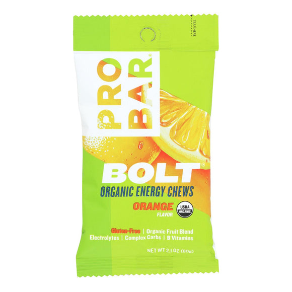 Probar Bolt Energy Chews - Organic Orange - 2.1 Oz - Case Of 12 - Vita-Shoppe.com