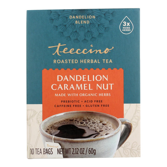 Teeccino Organic Herbal Coffee - Dandelion Caramel Nut - 10 Bags - Case Of 6 - Vita-Shoppe.com