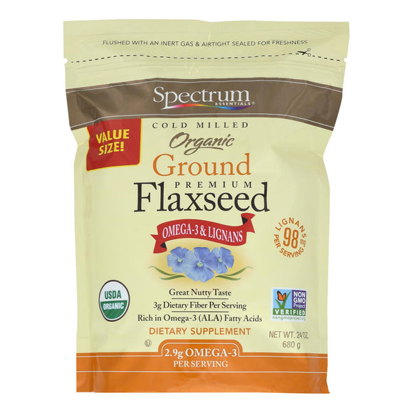 Spectrum Essentials Flaxseed - Organic - Ground - Premium - 24 Oz - Vita-Shoppe.com