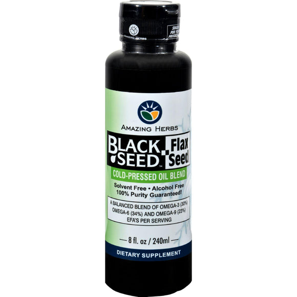 Amazing Herbs Black Seed Oil Blend - Flax Seed Oil - 8 Oz - Vita-Shoppe.com