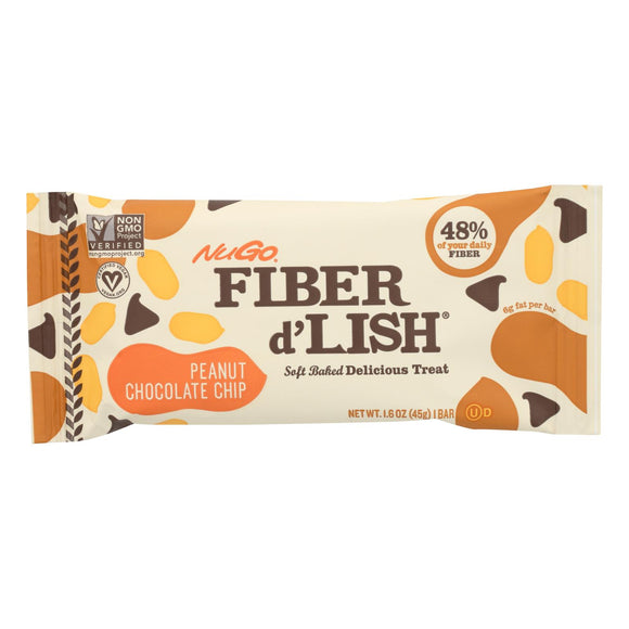 Nugo Nutrition Bar - Fiber Dlish - Peanut Chocolate Chip - 1.6 Oz Bars - Case Of 16 - Vita-Shoppe.com