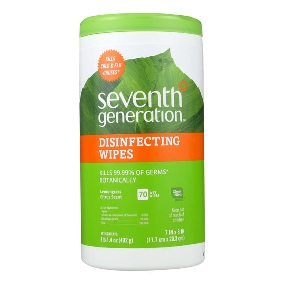 Seventh Generation Disinfecting Wipes Lemongrass And Citrus - 70 Wipes - Vita-Shoppe.com