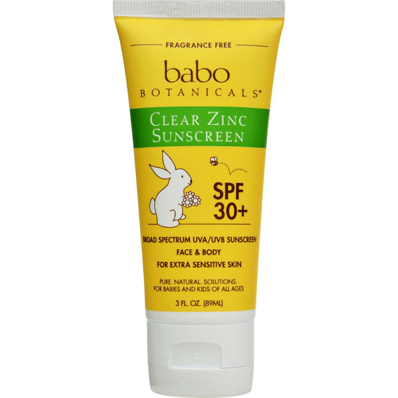 Babo Botanicals Sunscreen - Clear Zinc Unscented Spf 30 - 3 Oz - Vita-Shoppe.com
