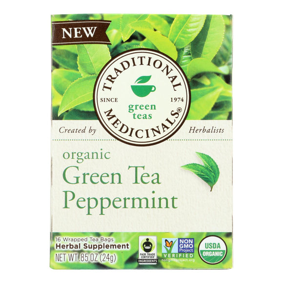 Traditional Medicinals Tea - Organic - Green Tea - Ppprmnt - 16 Ct - 1 Case - Vita-Shoppe.com
