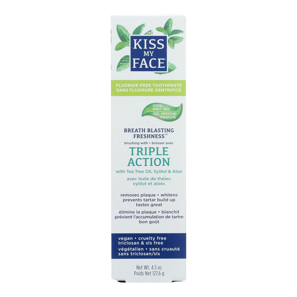 Kiss My Face Toothpaste - Triple Action - Fluoride Free - Gel - 4.5 Oz - Vita-Shoppe.com