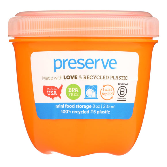 Preserve Food Storage Container - Round - Mini - Orange - 8 Oz - 1 Count - Case Of 12 - Vita-Shoppe.com
