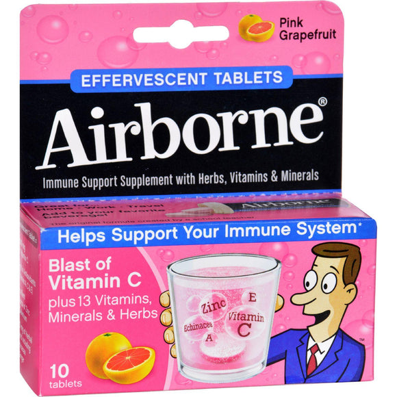 Airborne Effervescent Tablets With Vitamin C - Pink Grapefruit - 10 Tablets - Vita-Shoppe.com