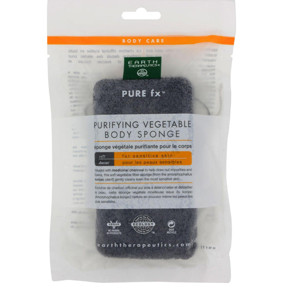 Earth Therapeutics Body Sponge - Purifying Vegetable - Medicinal Charcoal - 1 Count - Vita-Shoppe.com