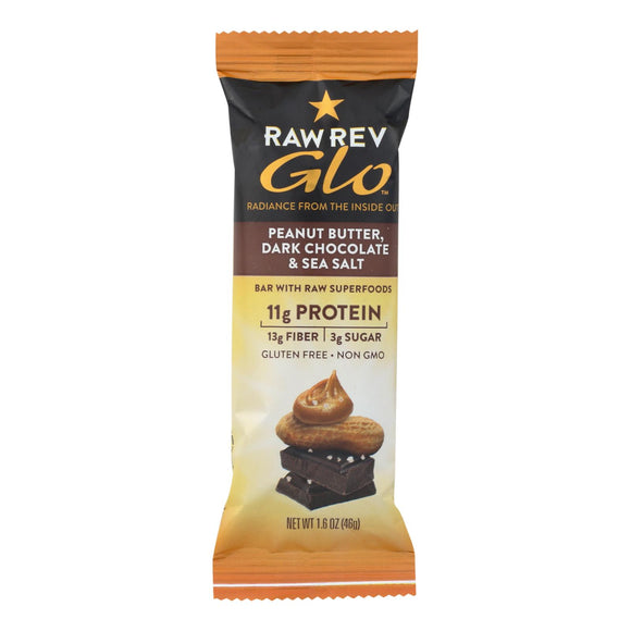 Raw Revolution Glo Bar - Peanut Butter Dark Chocolate And Sea Salt - 1.6 Oz - Case Of 12 - Vita-Shoppe.com