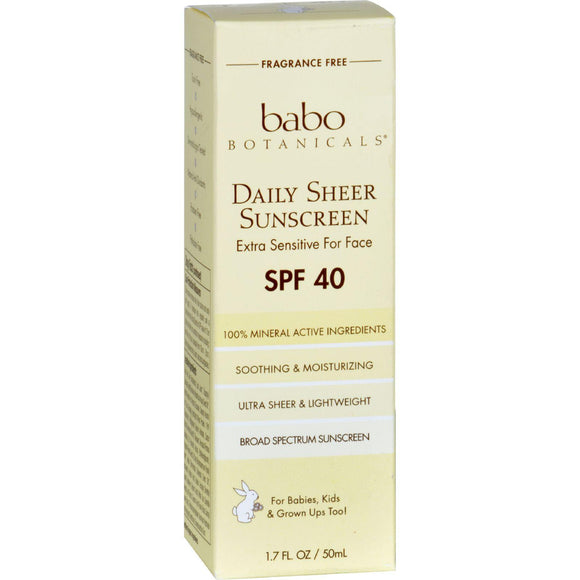 Babo Botanicals Sunscreen - Daily Sheer - Spf 40 - 1.7 Oz - Vita-Shoppe.com
