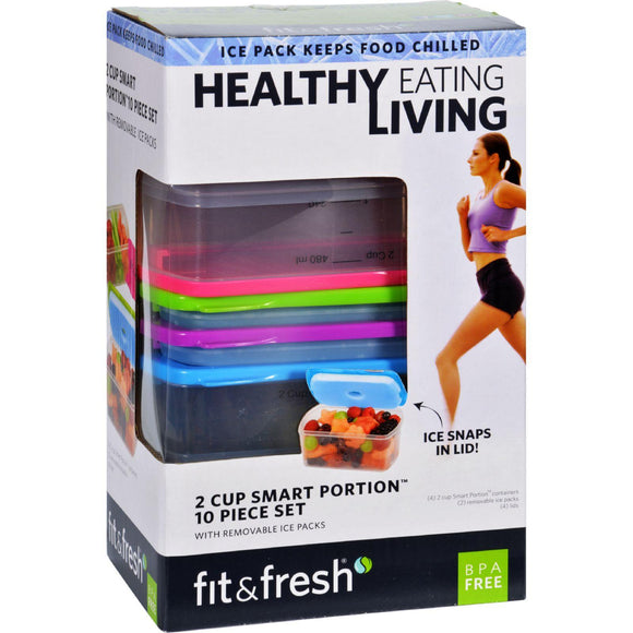 Fit And Fresh Containers - Healthy Living - Smart Portion - 2 Cup Size - 10 Pieces - Vita-Shoppe.com