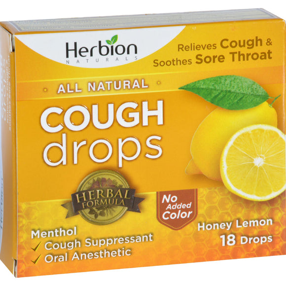 Herbion Naturals Cough Drops - All Natural - Honey Lemon - 18 Drops - Vita-Shoppe.com