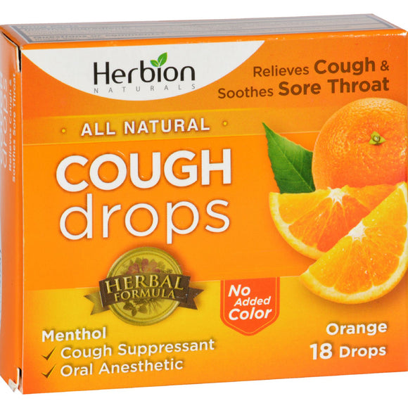 Herbion Naturals Cough Drops - All Natural - Orange - 18 Drops - Vita-Shoppe.com